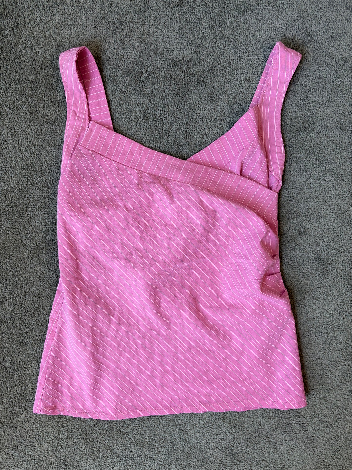 Y2K Pink Pinstripe crossbody Top – 2000s Vintage