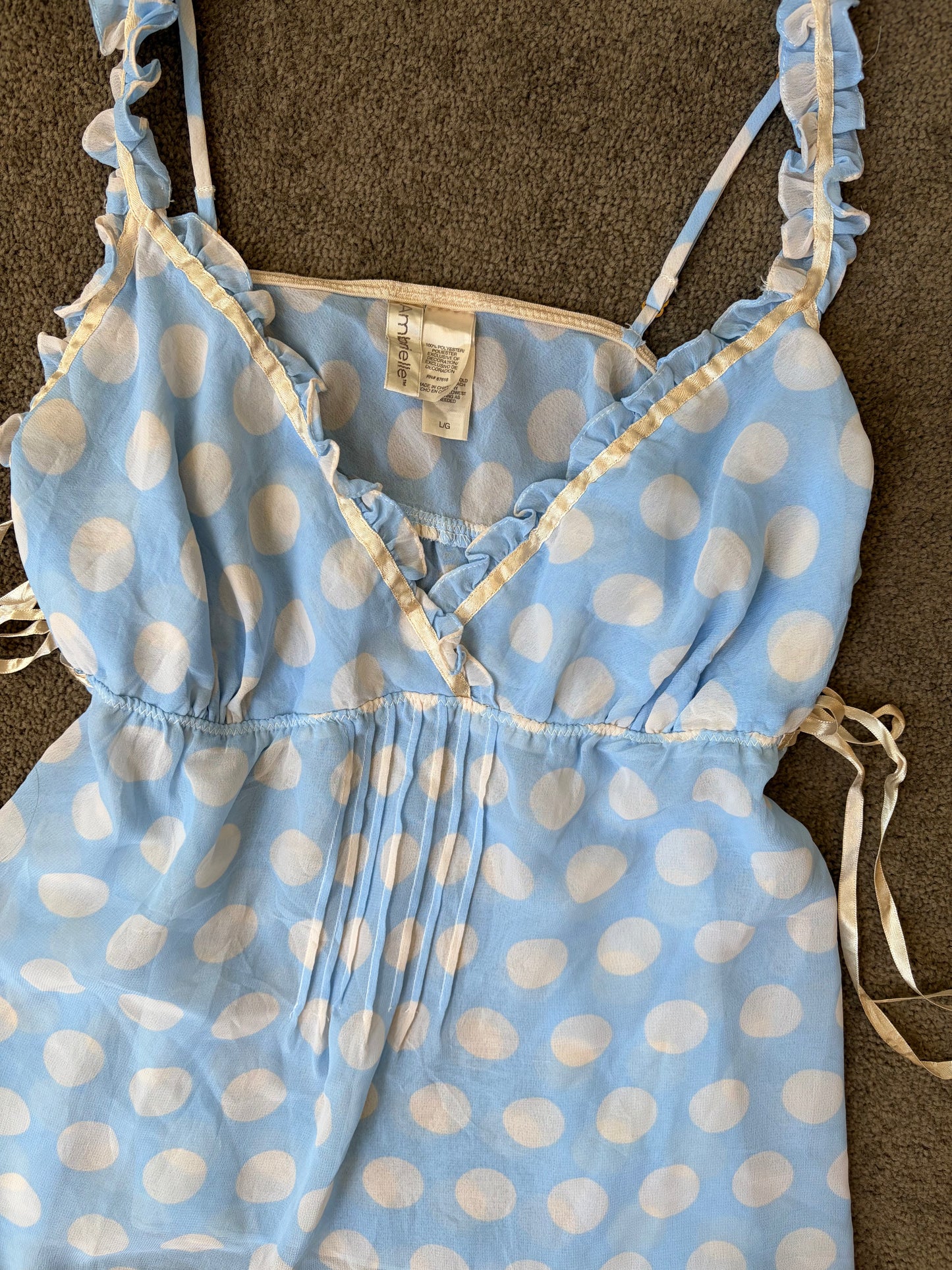 Sheer Blue Polka Dot Nightie Top