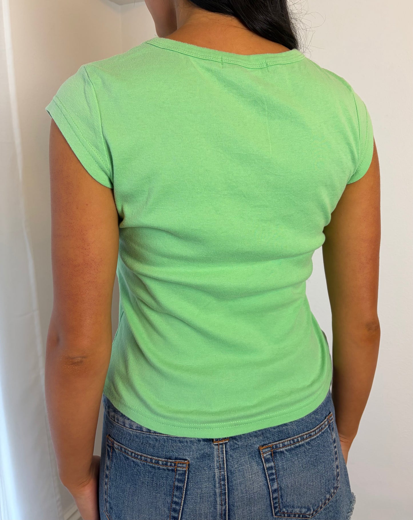 Vintage Lime Green Embellished Baby Tee