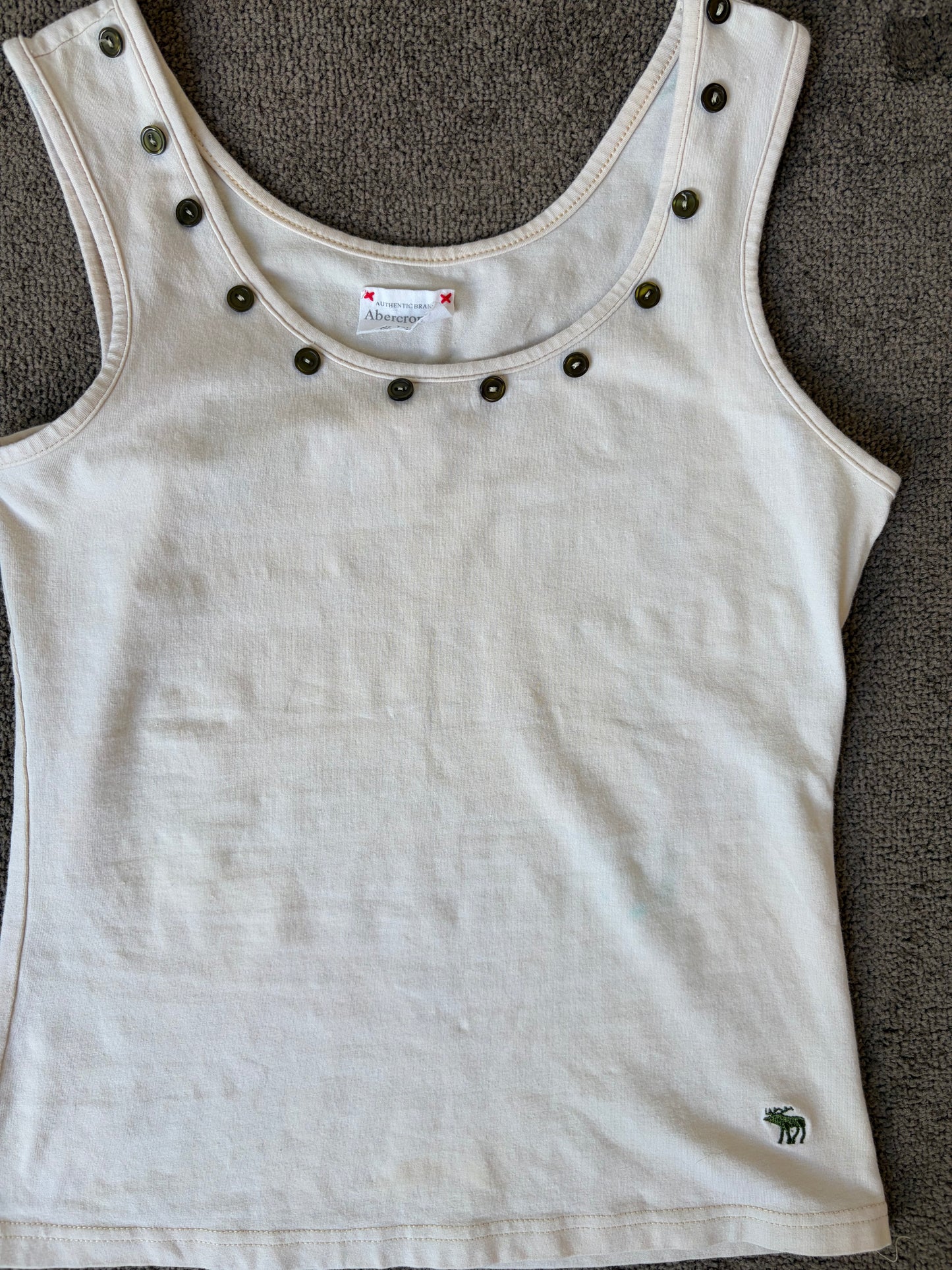 Vintage Abercrombie Ivory Button-Detail Tank