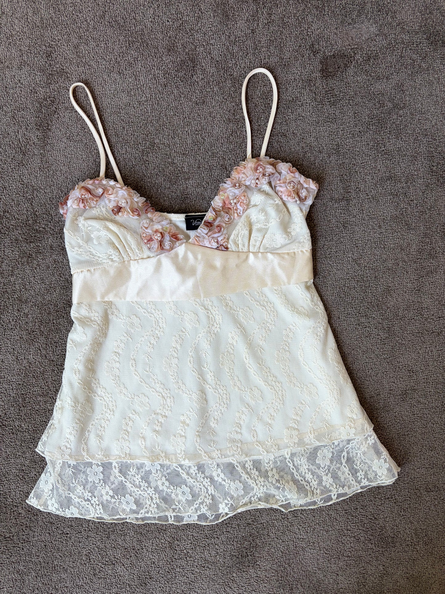 Ivory Lace Satin Babydoll Cami