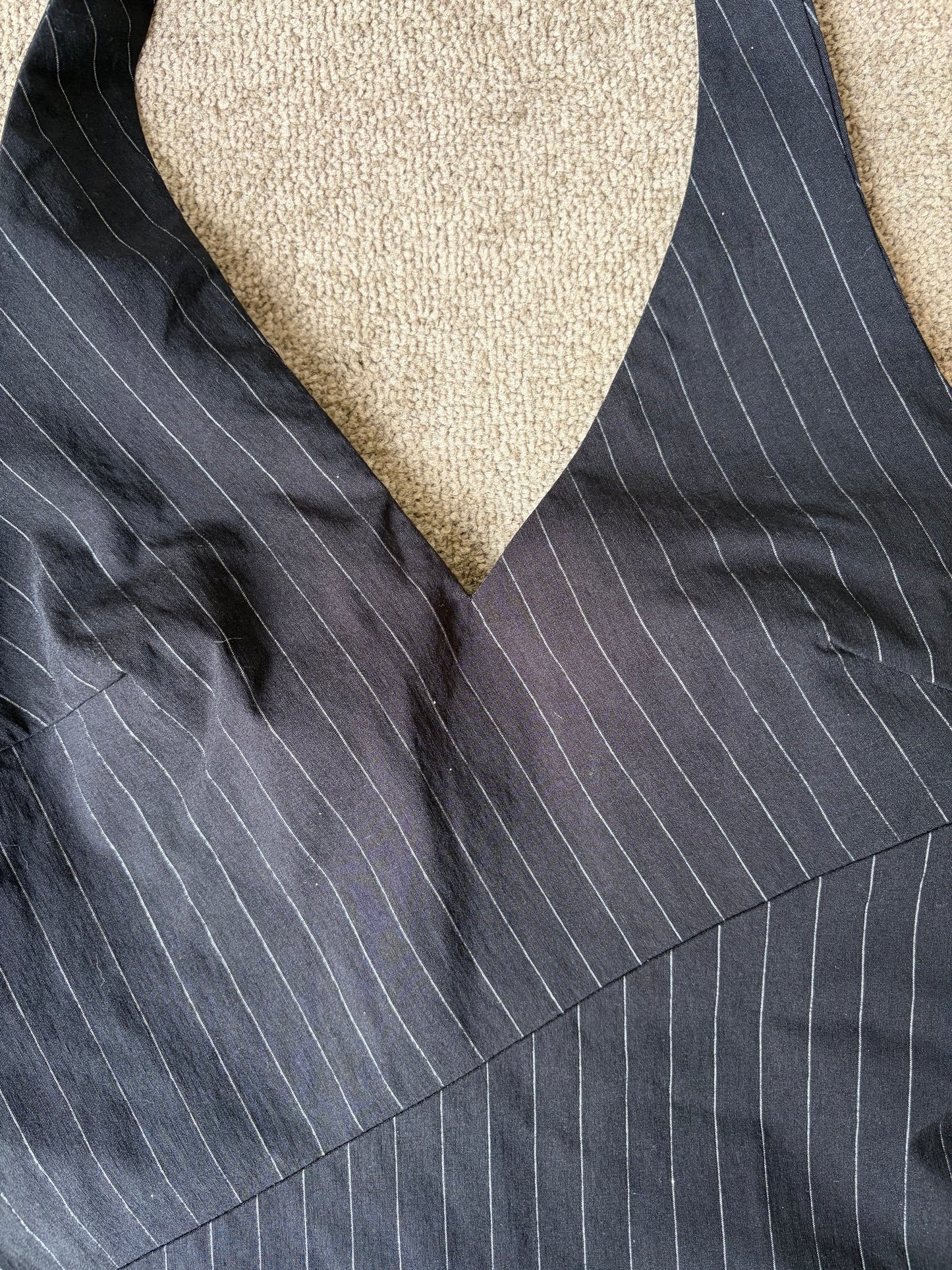 Vintage Black Pinstripe Halter Top