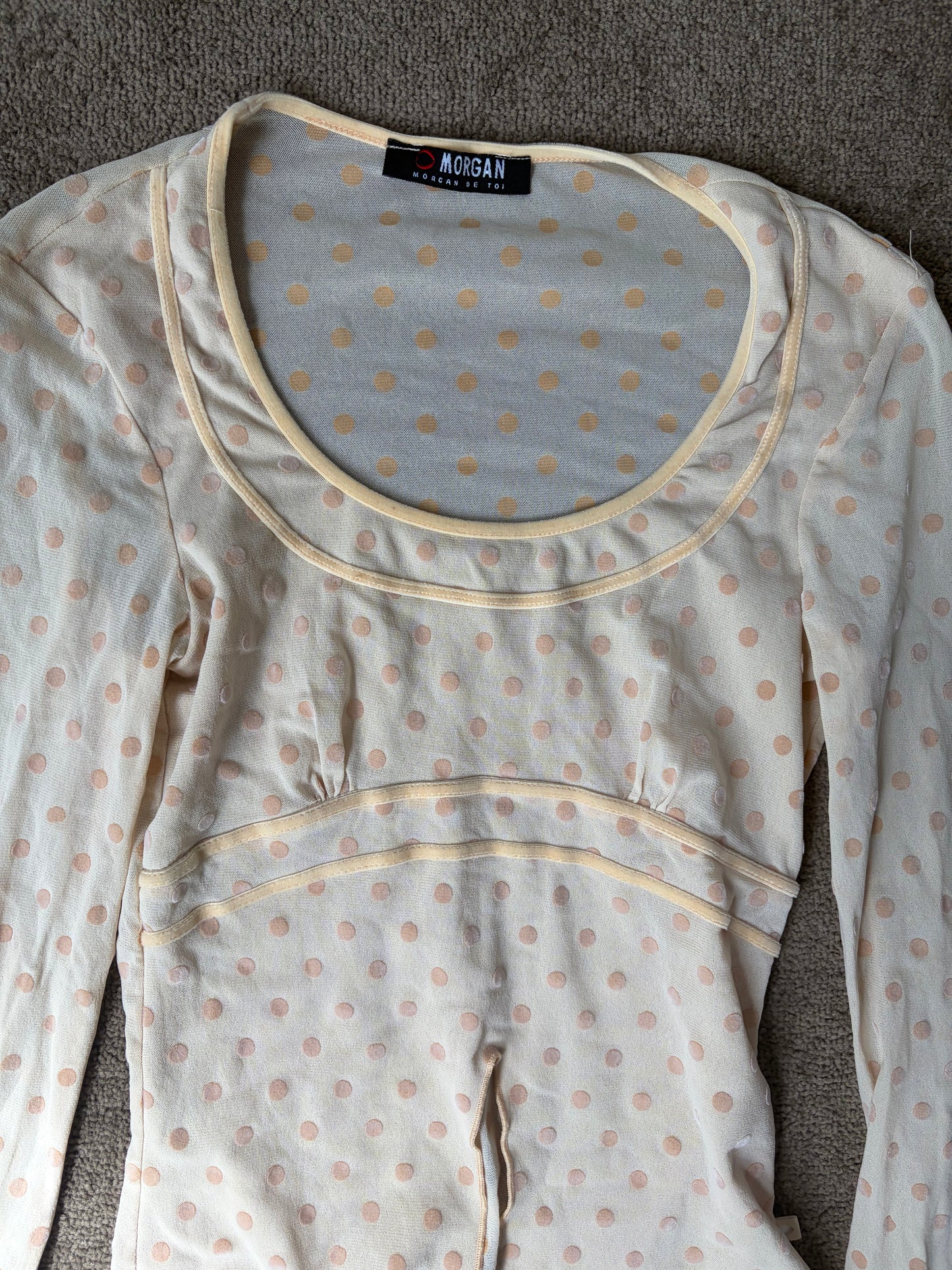 Vintage Morgan Sheer Polka Dot Mesh Top