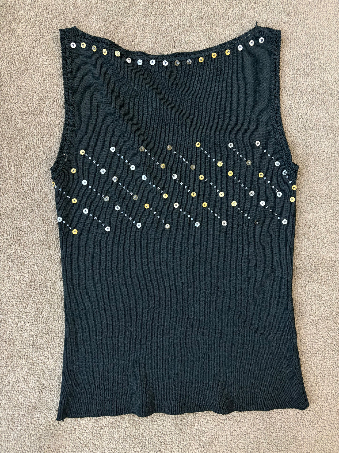 Luxury Vintage Black Embellished Knit Top
