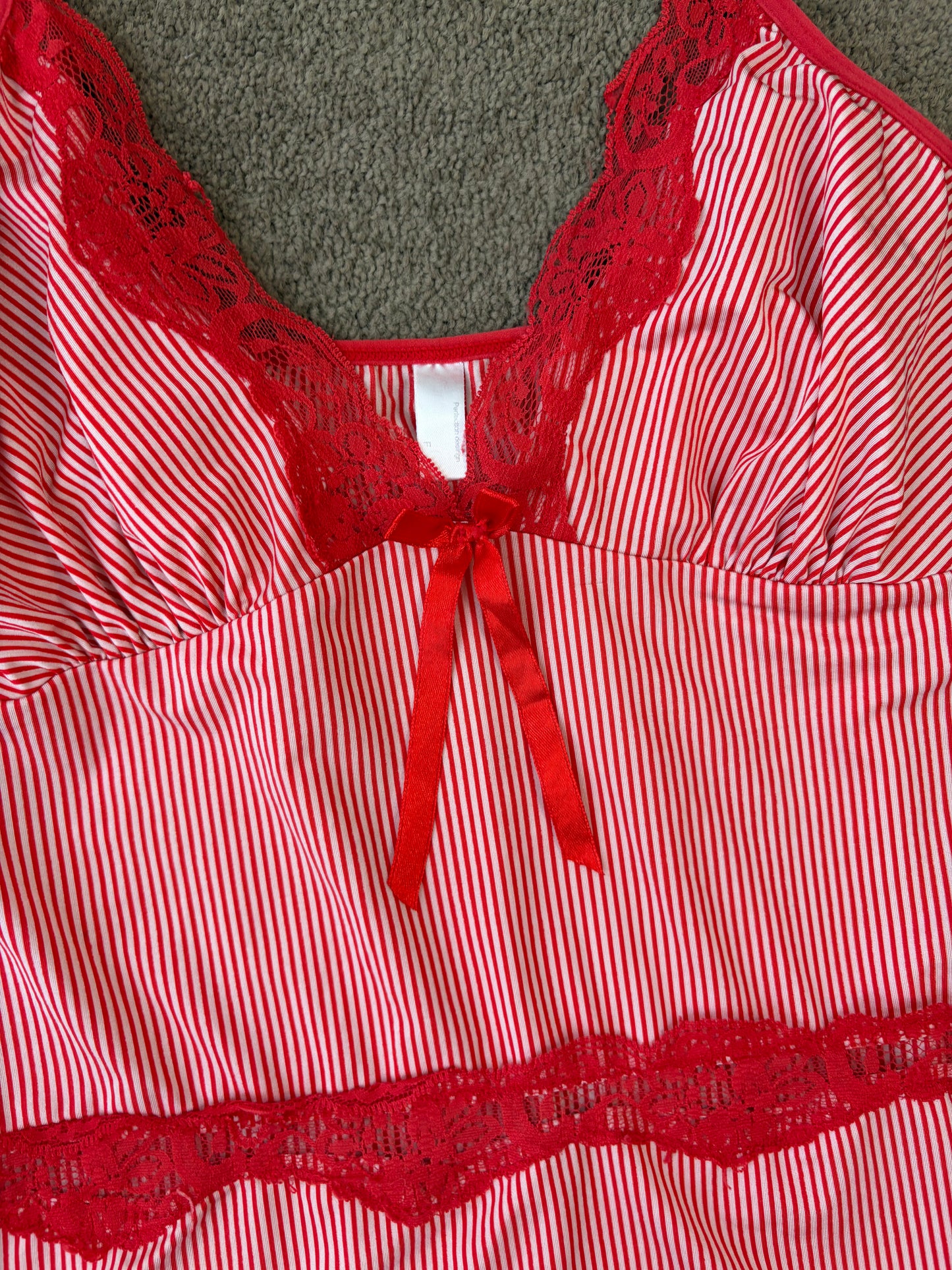Pinstripe Y2K Satin Bow Cami