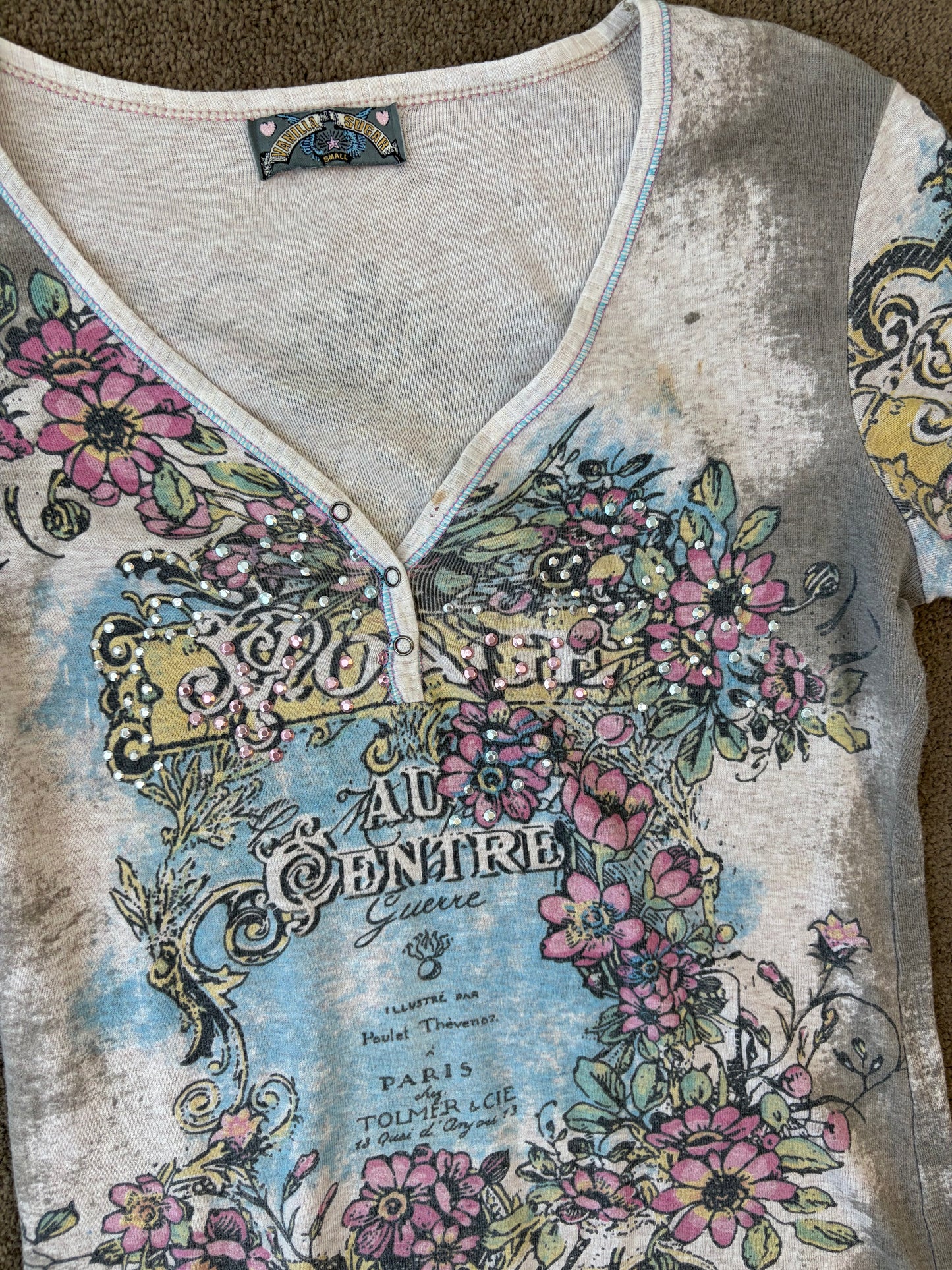 Luxury Vintage Floral Graphic Top