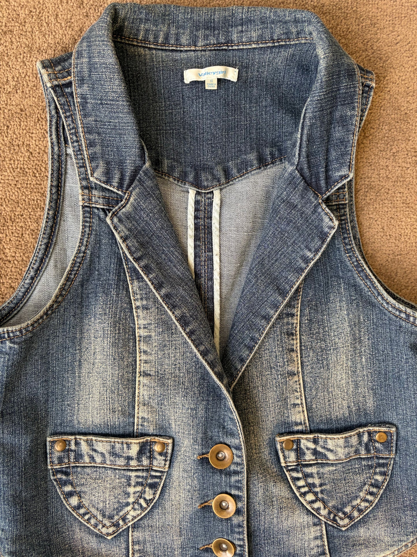 Vintage Indigo Denim Halter Vest Top with Plunge Neckline