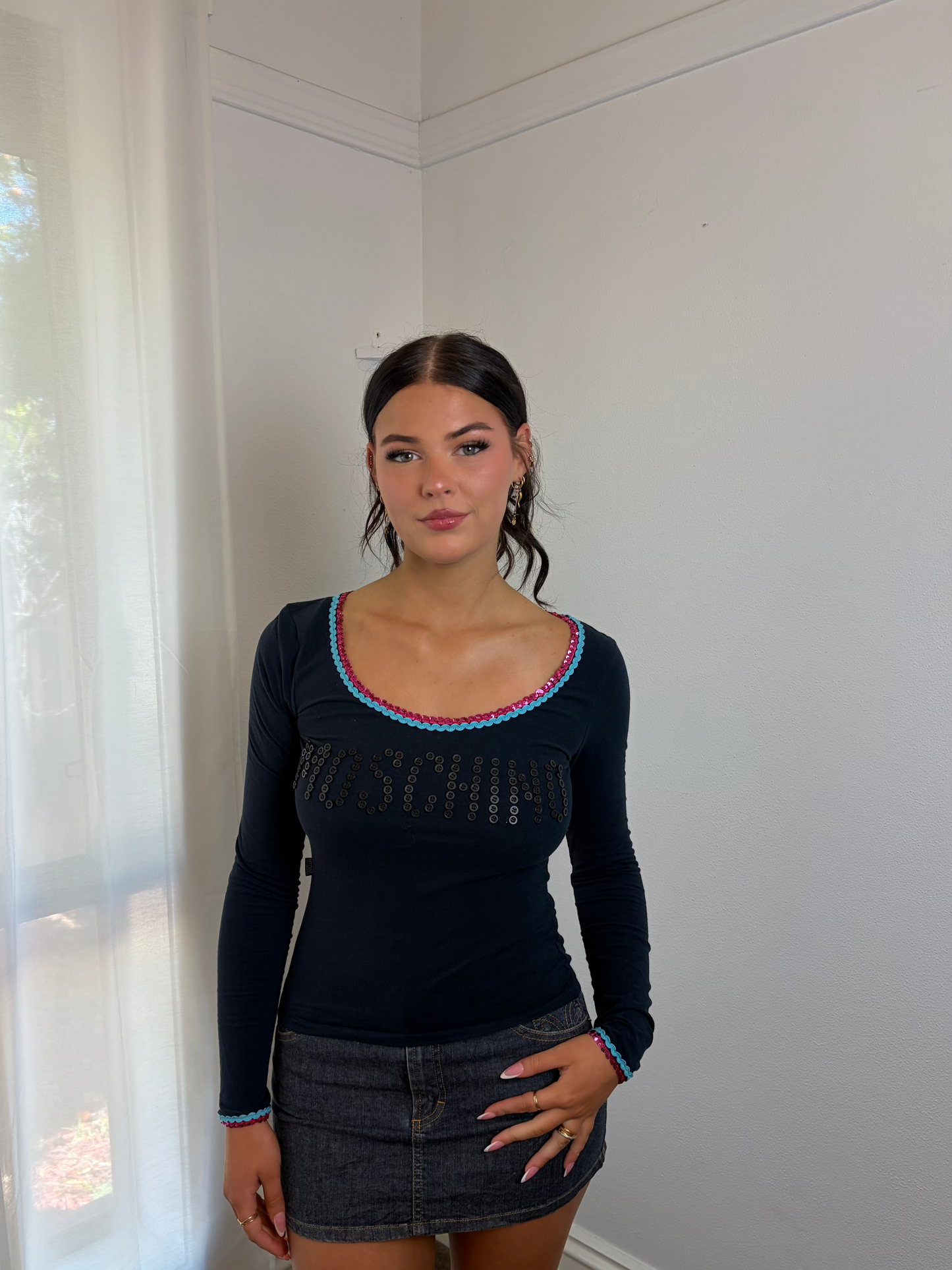 MOSCHINO Button Logo Long Sleeve