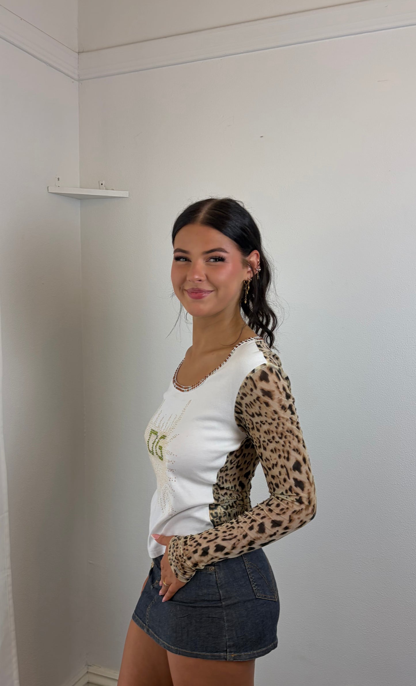 D&G Leopard & Diamante Statement Top