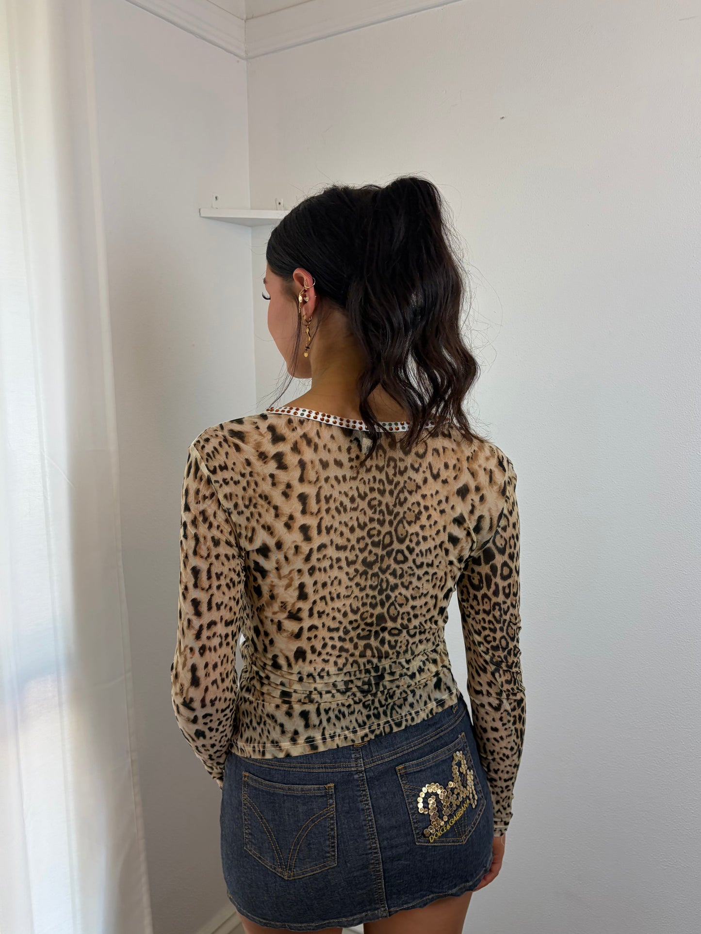 D&G Leopard & Diamante Statement Top