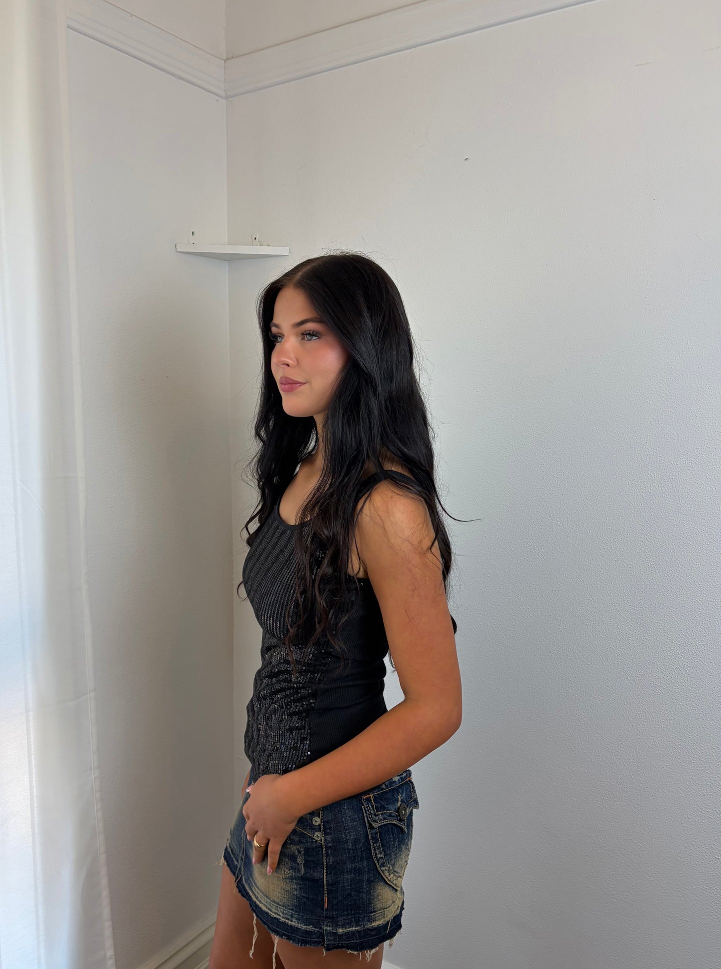 Chic Black Sequin Top