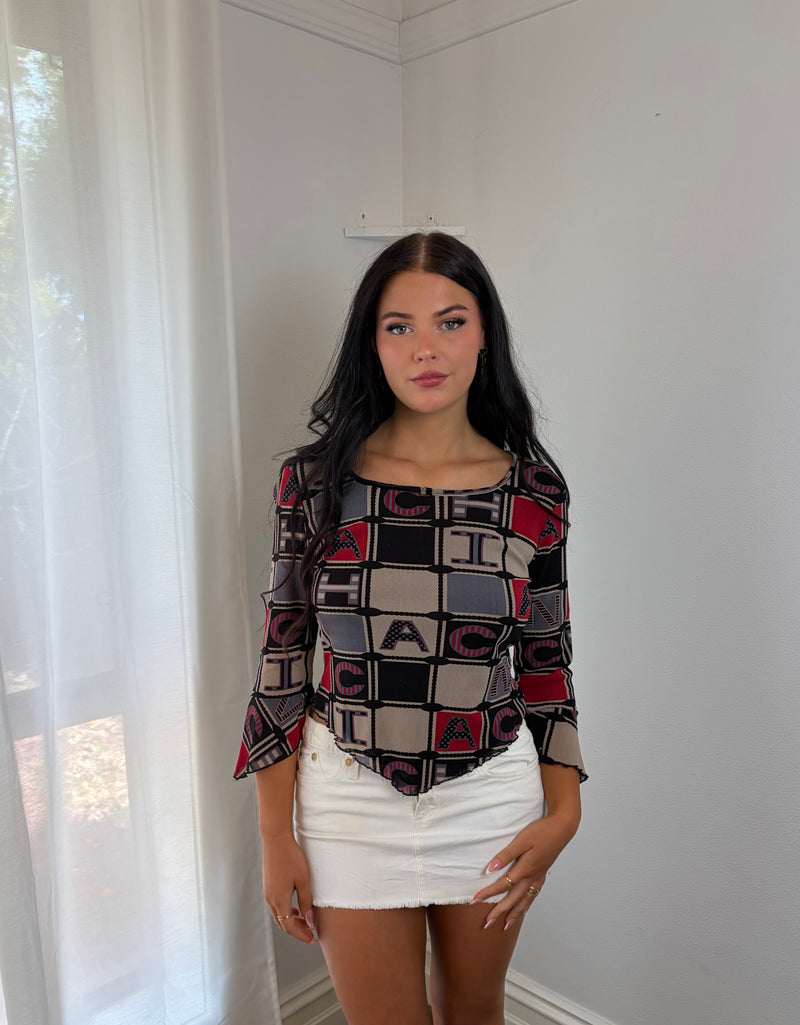 Pattern Long Sleeve Top