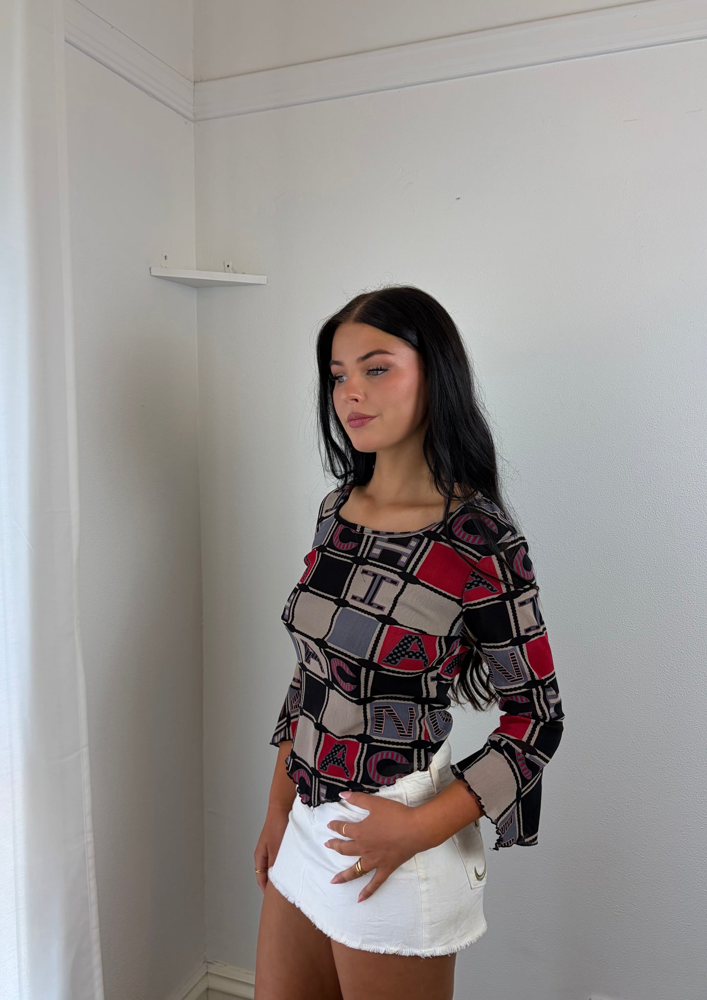 Pattern Long Sleeve Top