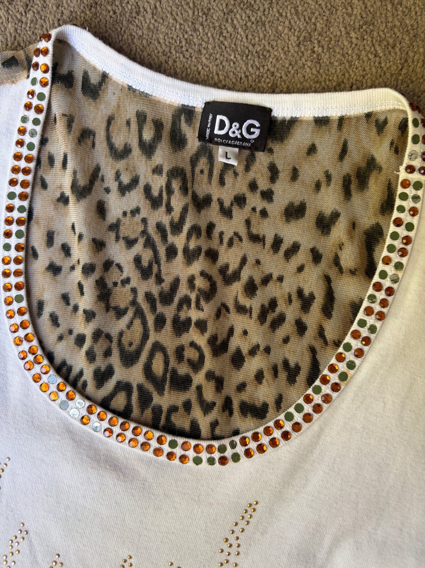 D&G Leopard & Diamante Statement Top