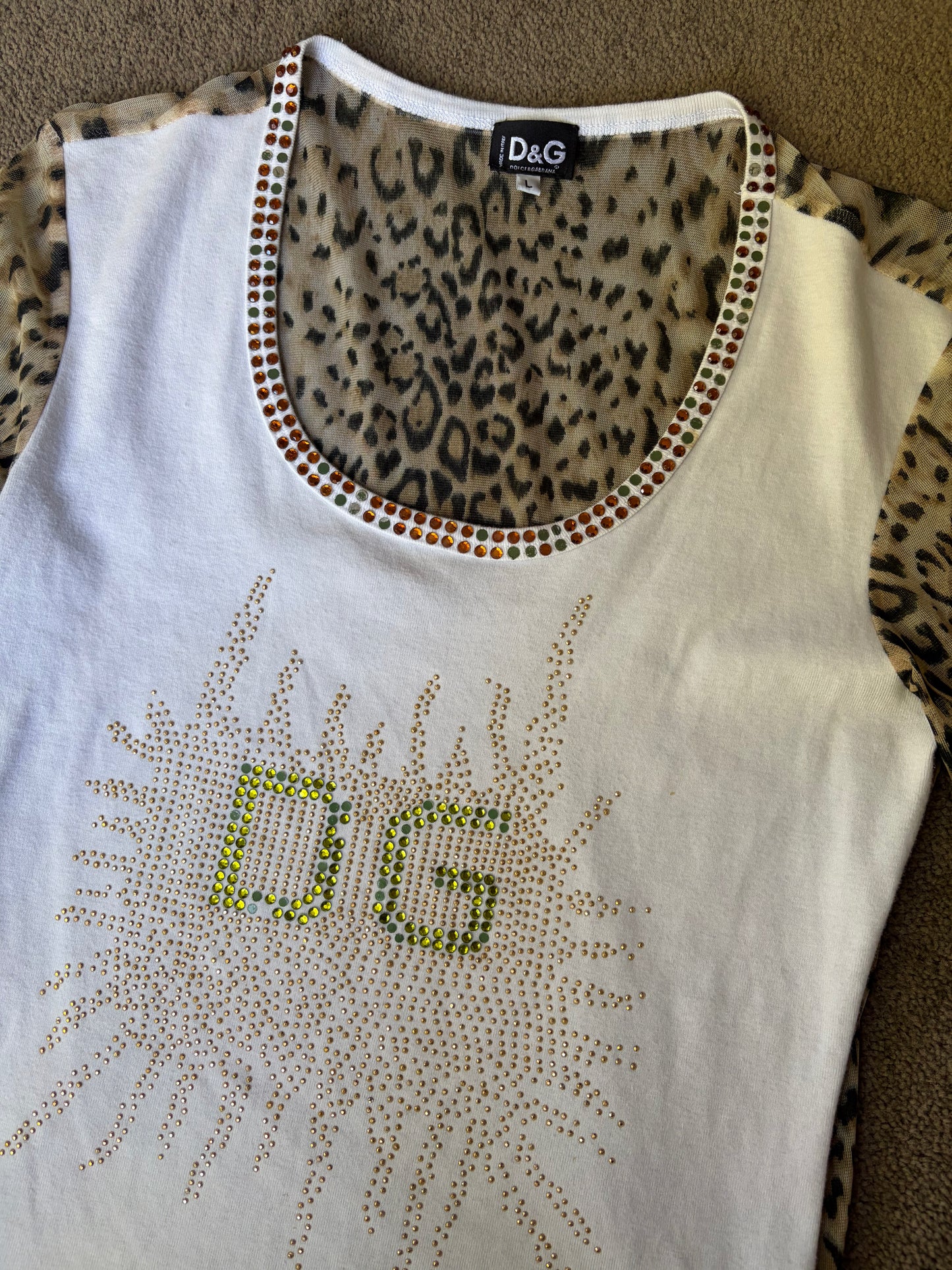 D&G Leopard & Diamante Statement Top