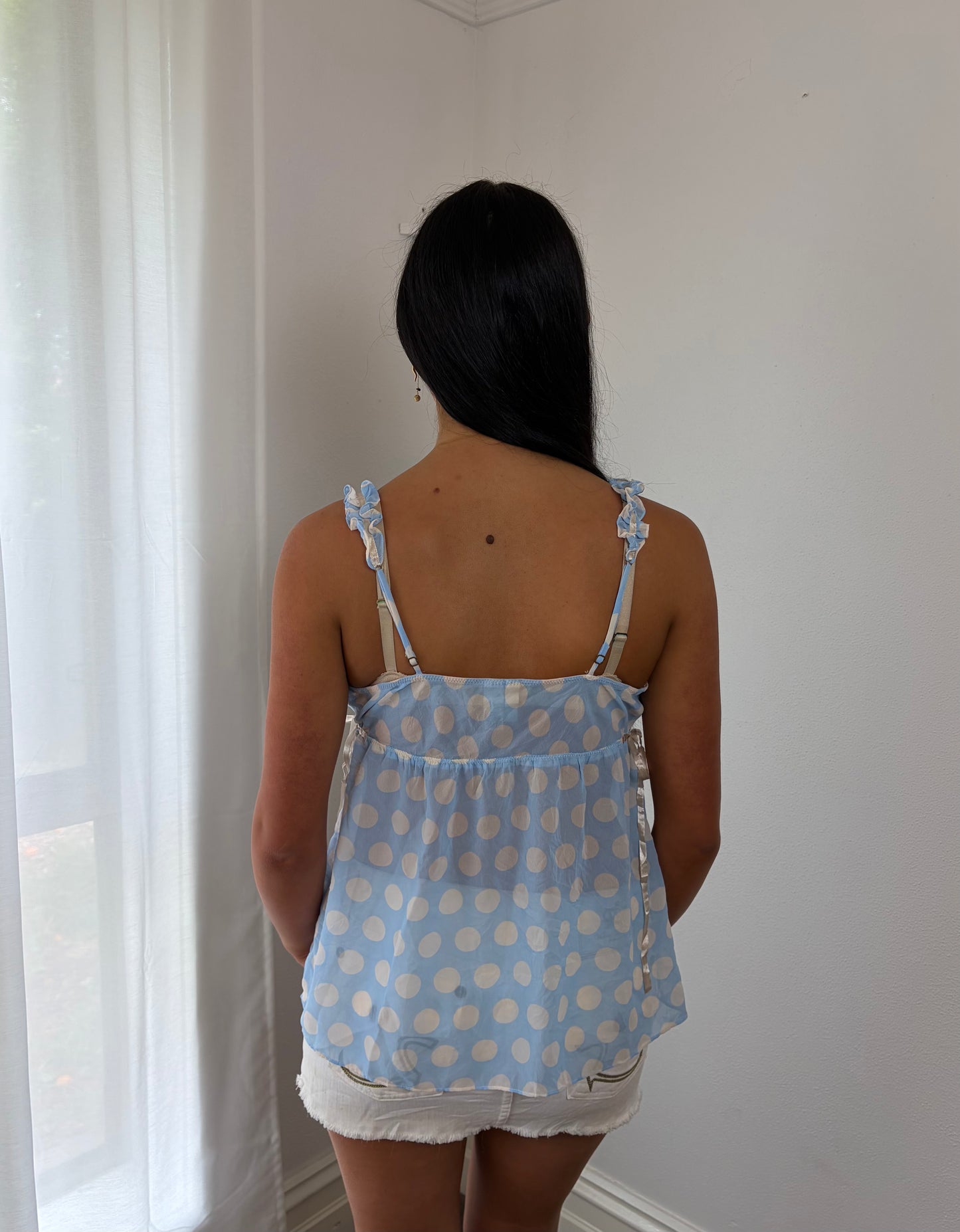 Sheer Blue Polka Dot Nightie Top