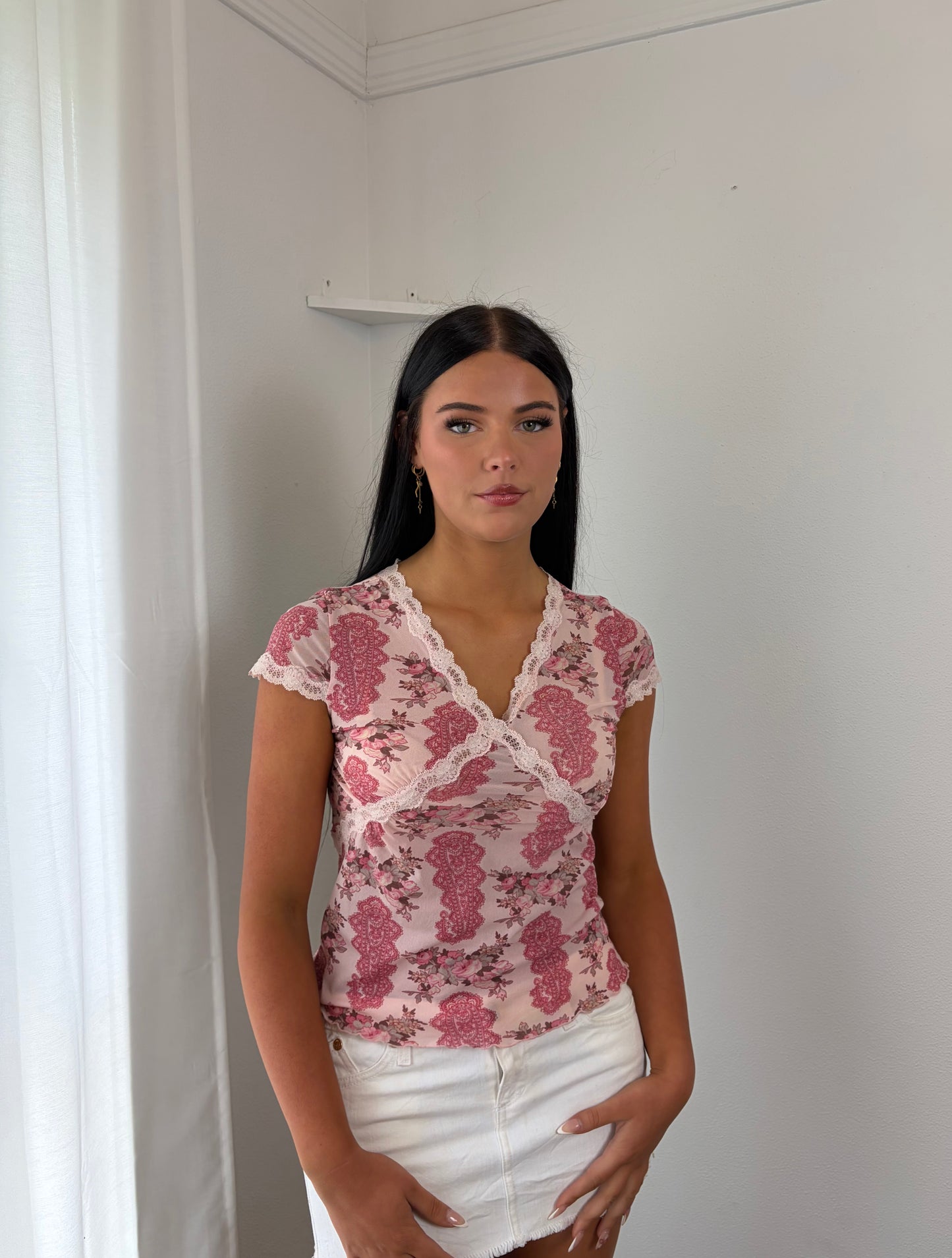 Blush Bloom V-Neck Summer Top