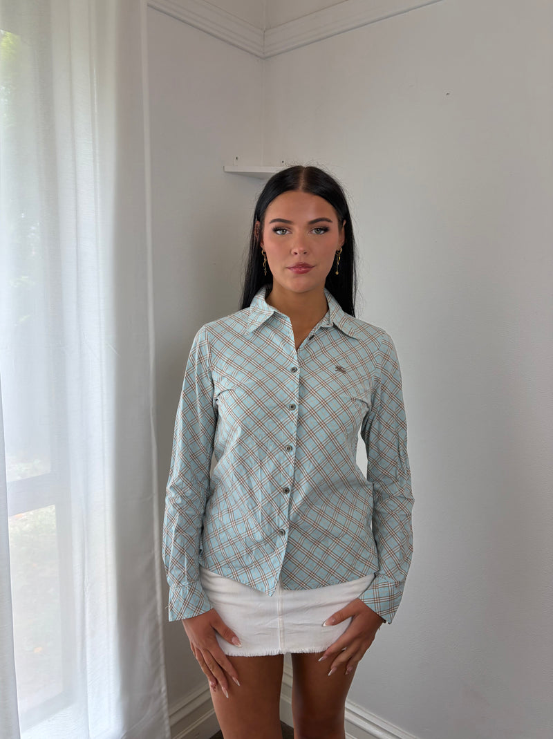 Sky Check Burberry Logo Shirt
