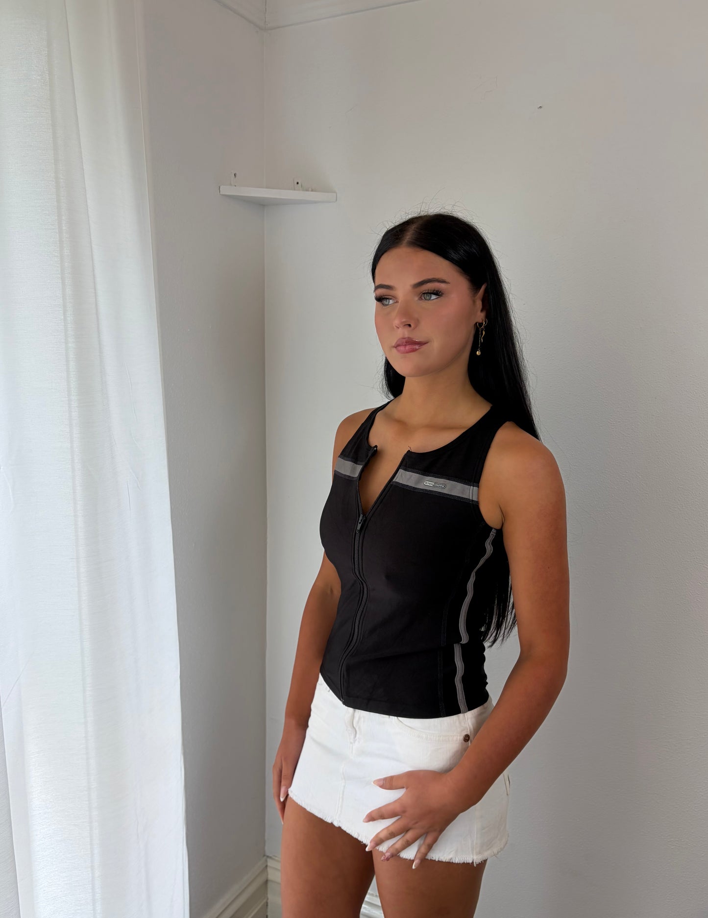 Black Sport Stripe Tank