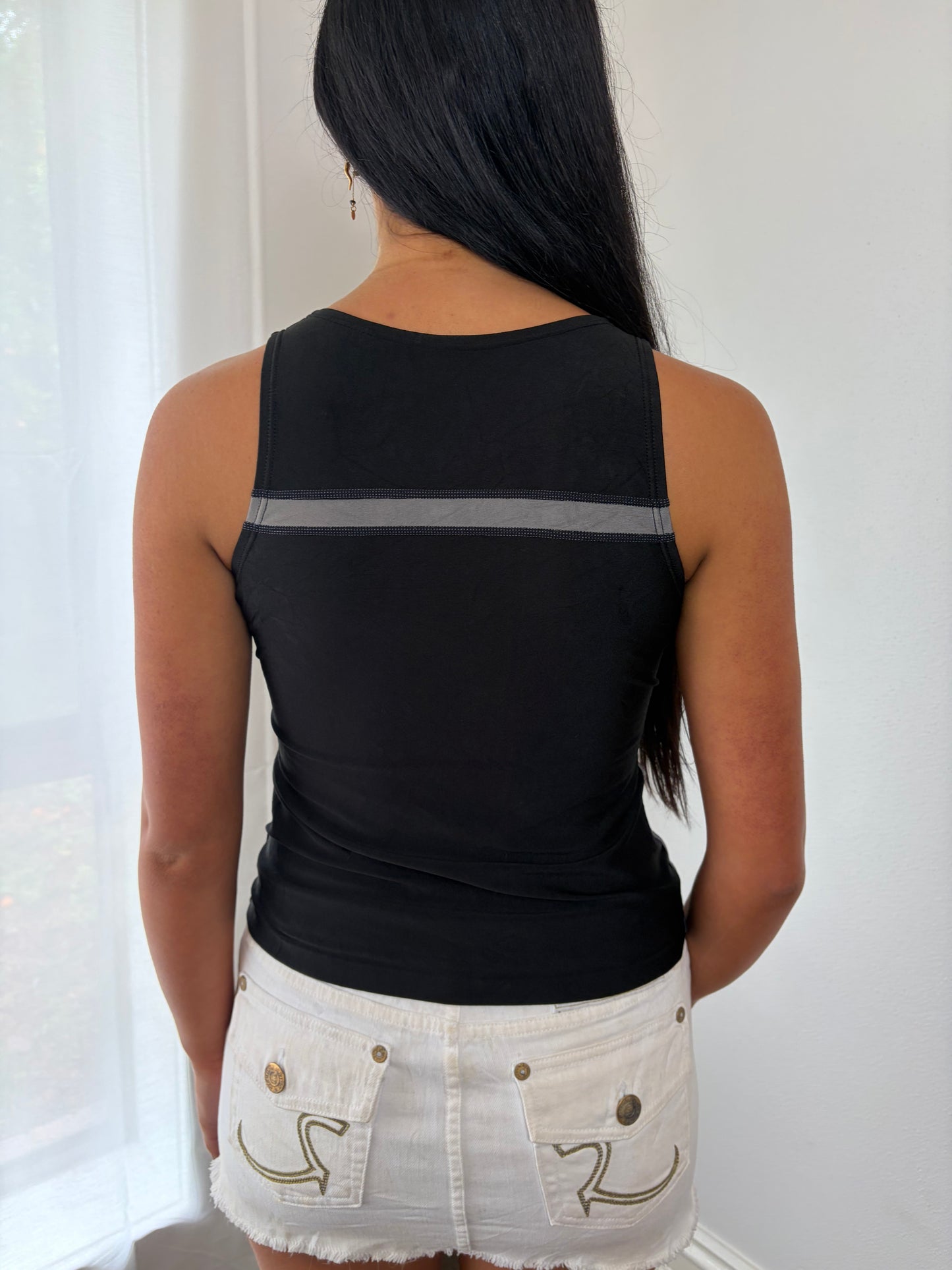Black Sport Stripe Tank