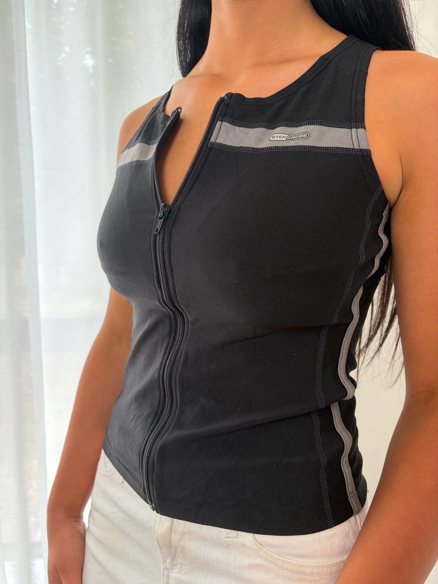 Black Sport Stripe Tank