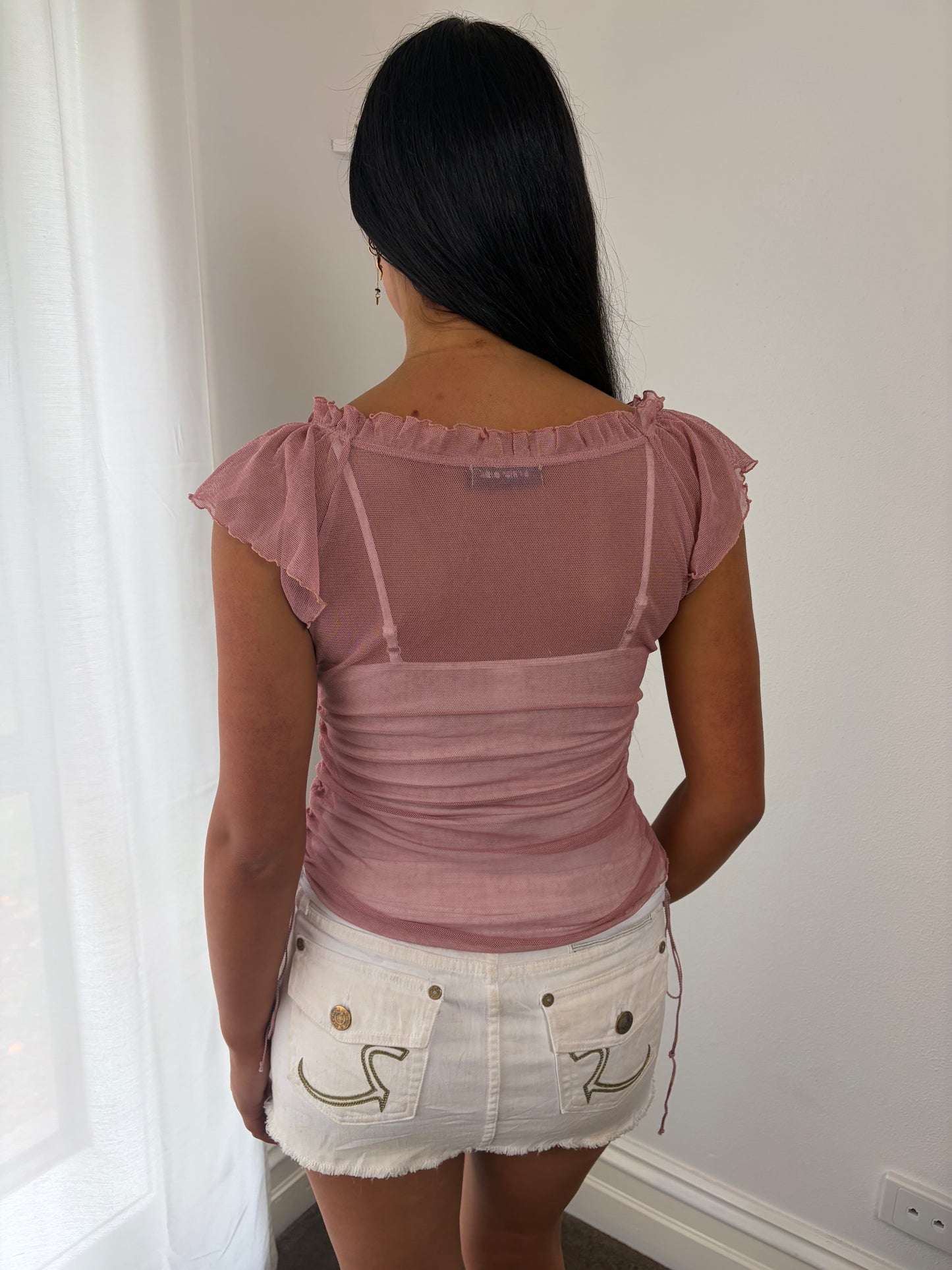 Blush Sheer Crossbody Top