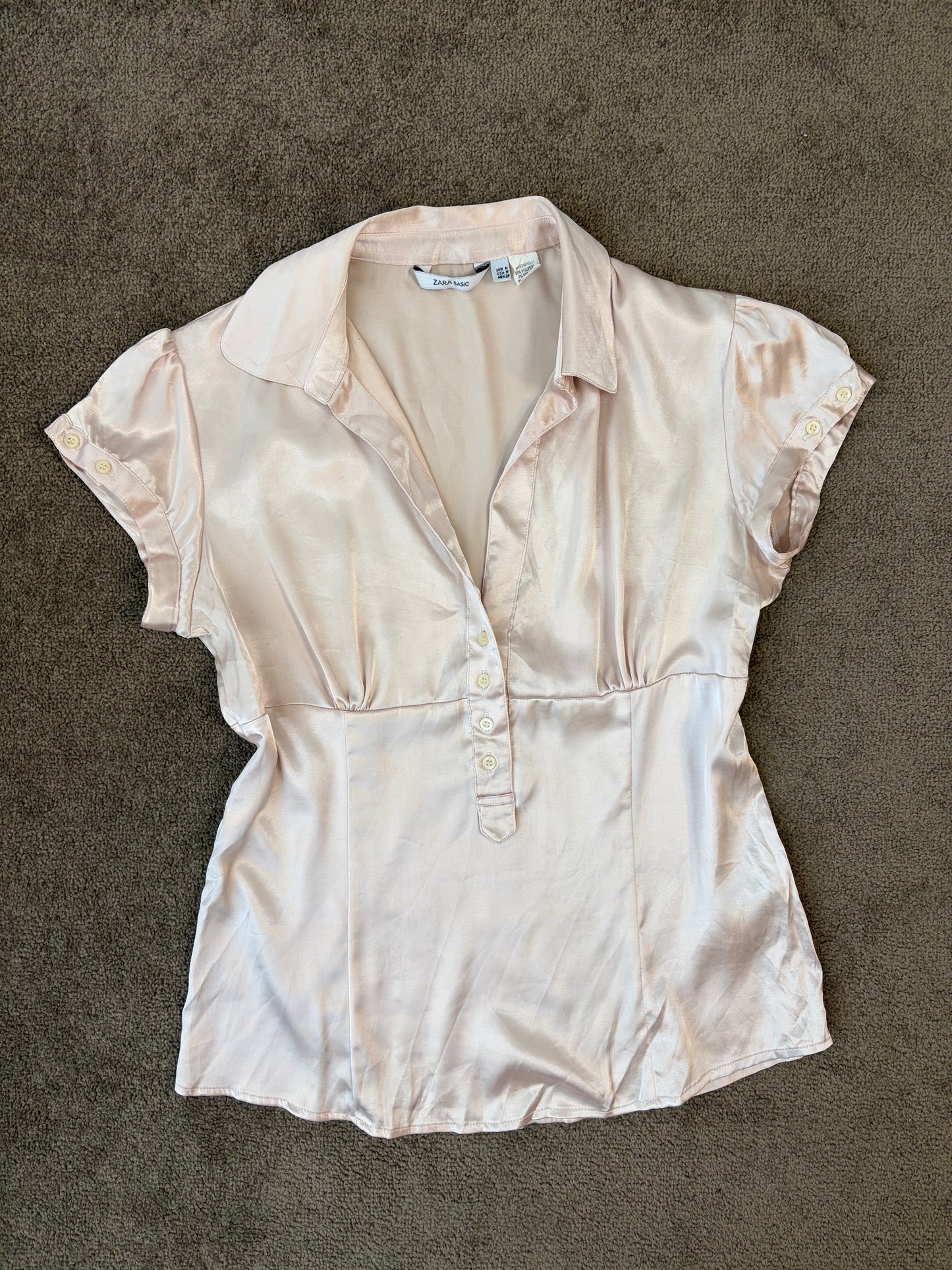 Blush Silk Collar Blouse