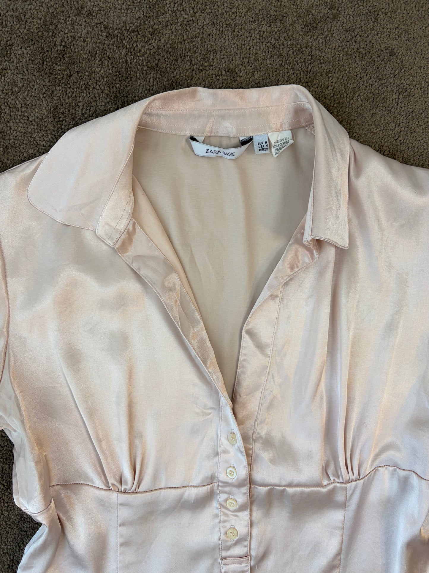 Blush Silk Collar Blouse