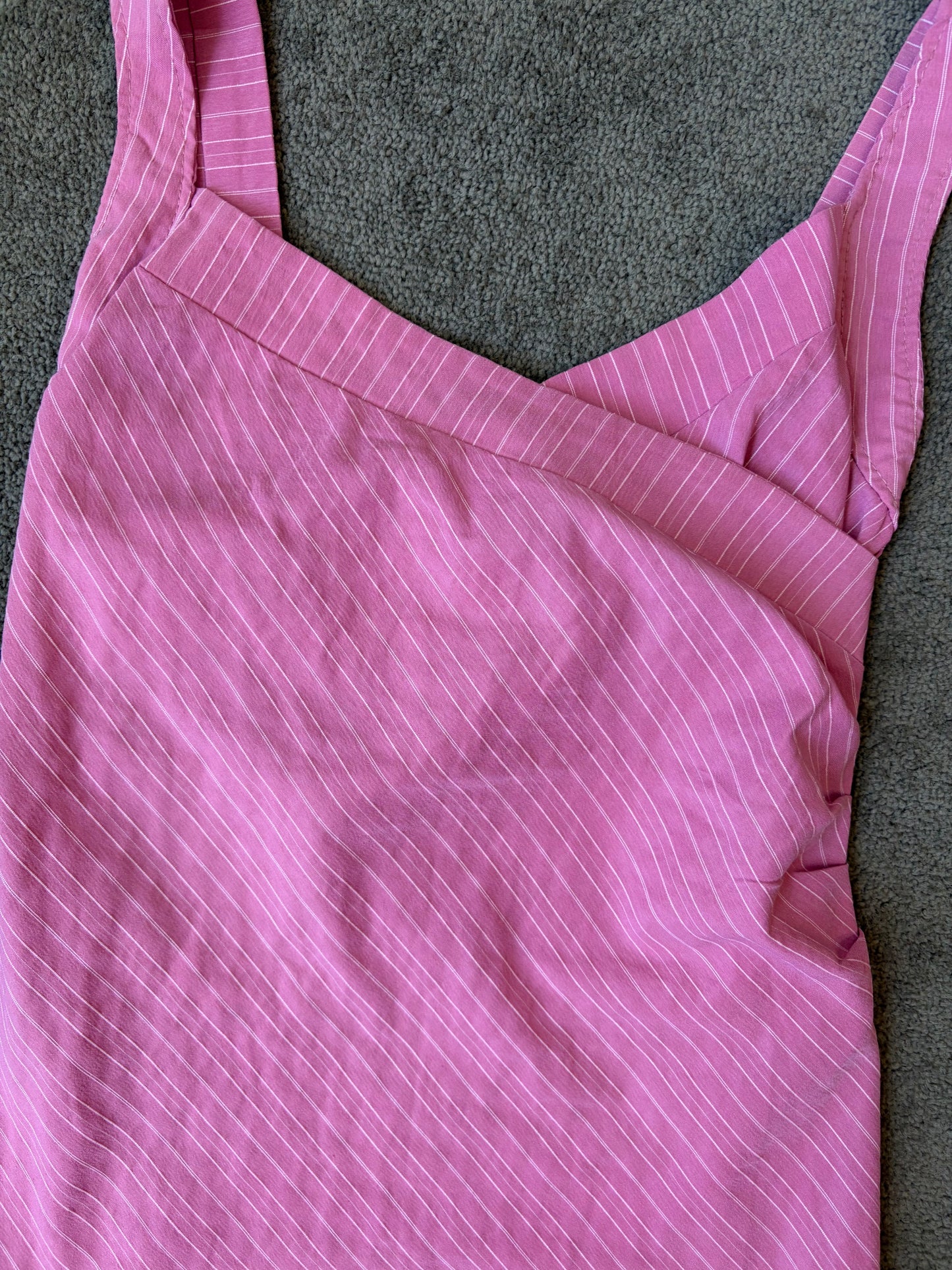 Y2K Pink Pinstripe crossbody Top – 2000s Vintage