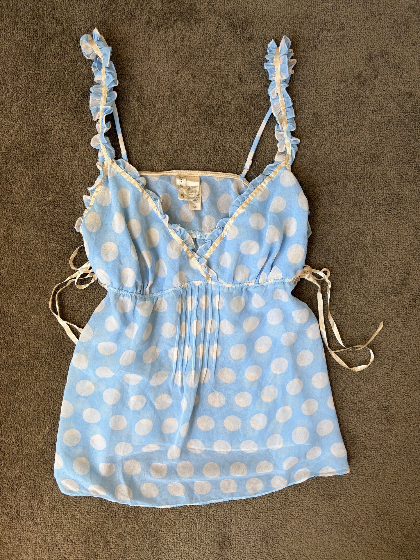 Sheer Blue Polka Dot Nightie Top