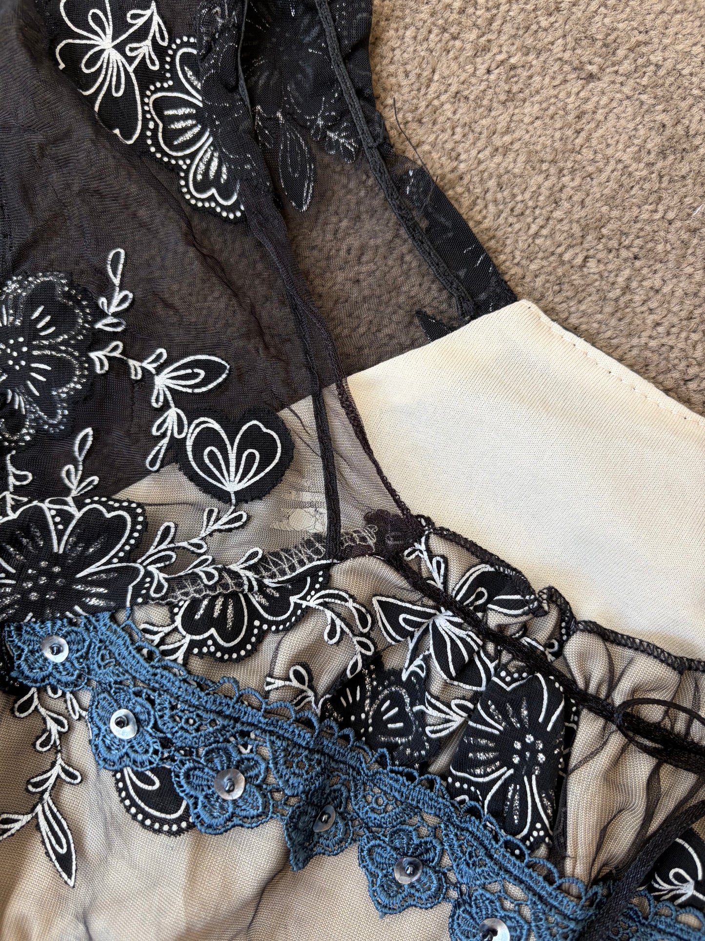 Midnight Bloom Sheer Lace Top