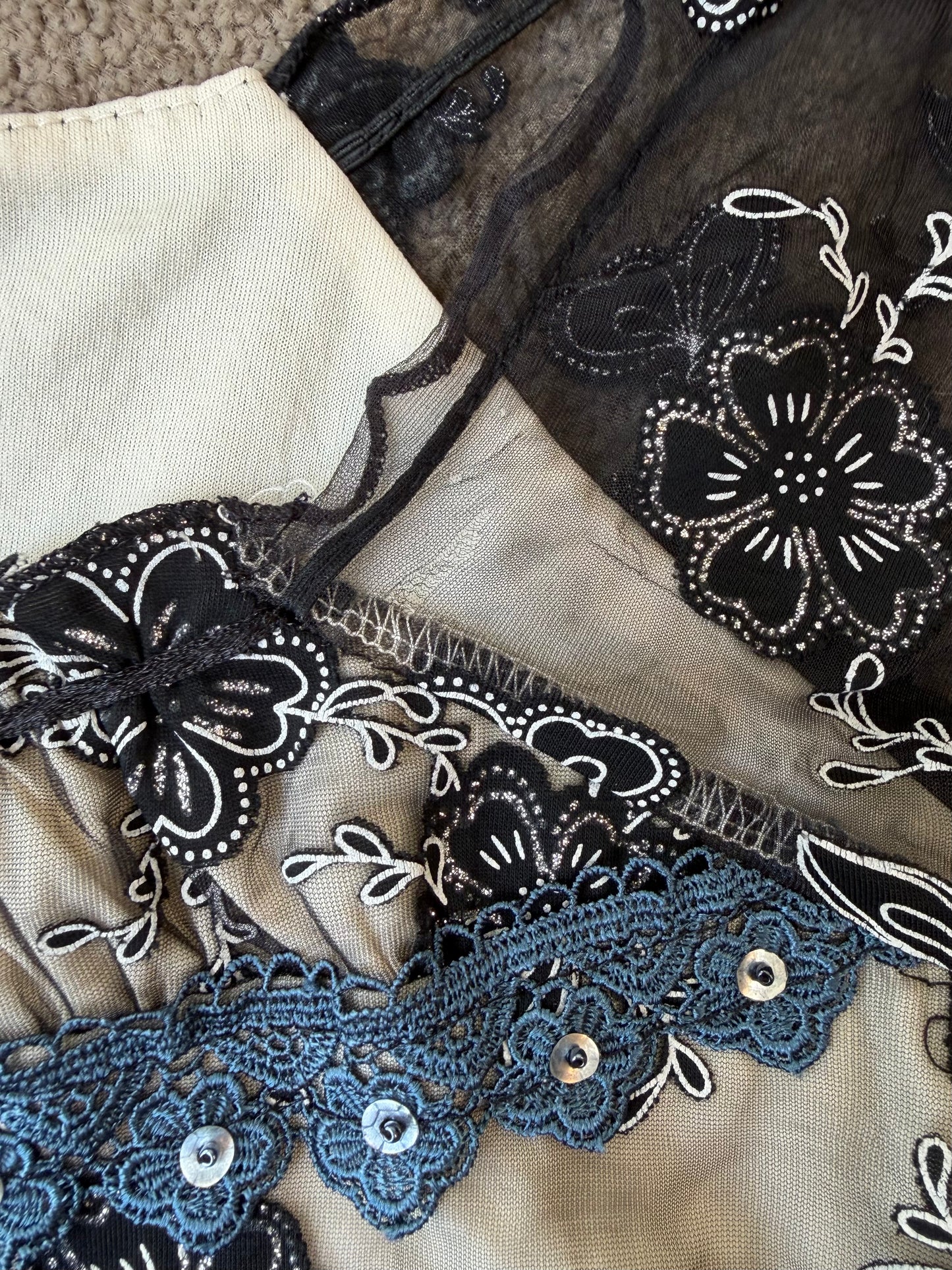 Midnight Bloom Sheer Lace Top