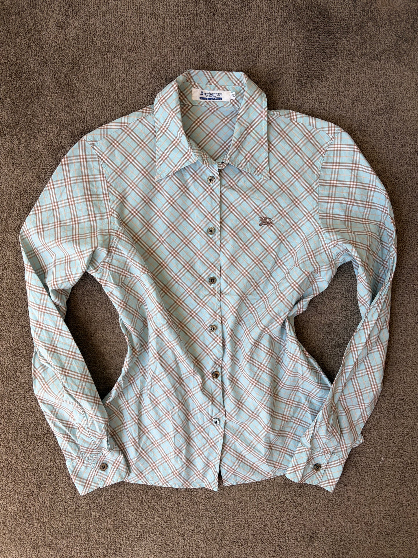 Sky Check Burberry Logo Shirt