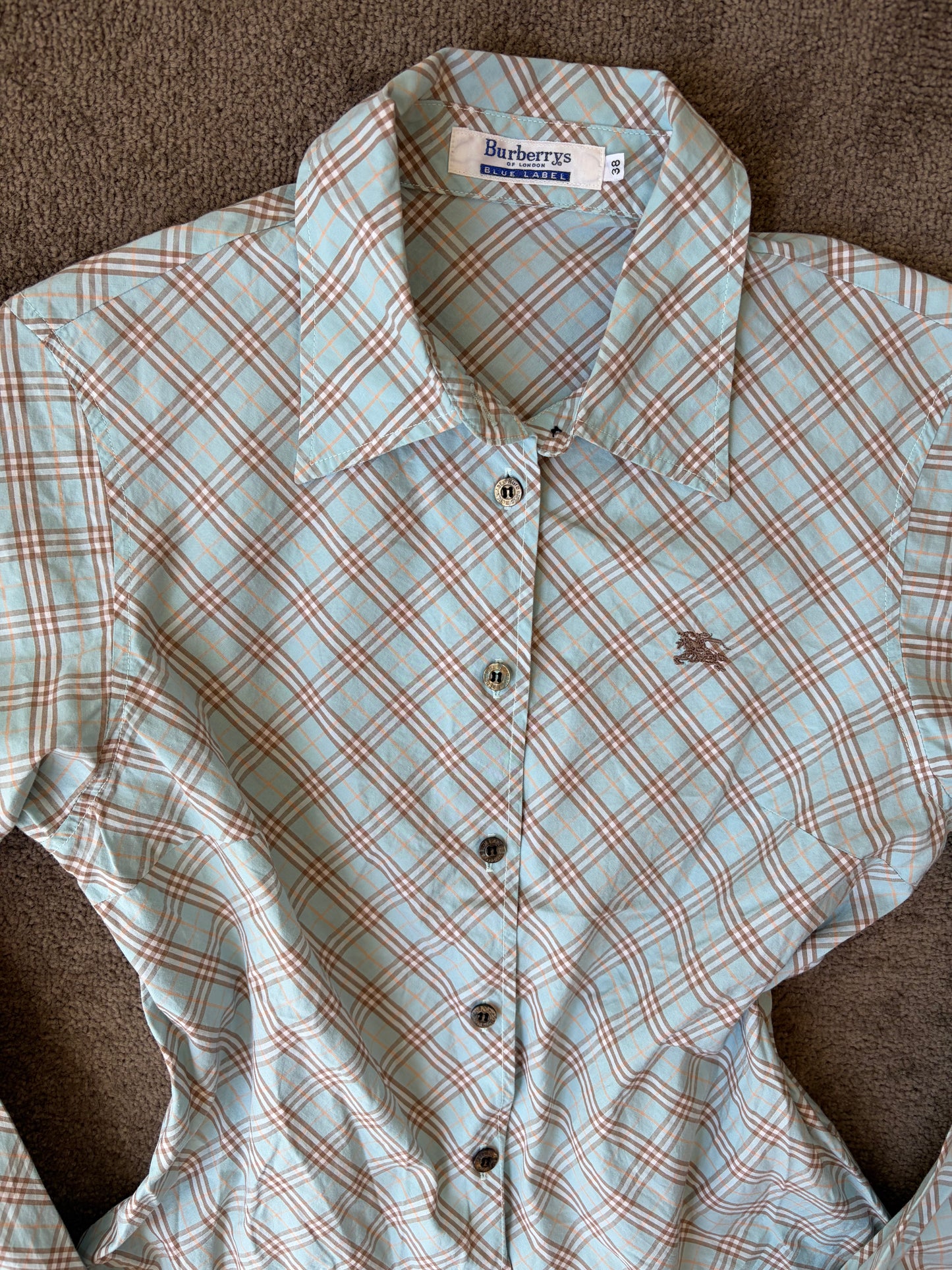 Sky Check Burberry Logo Shirt
