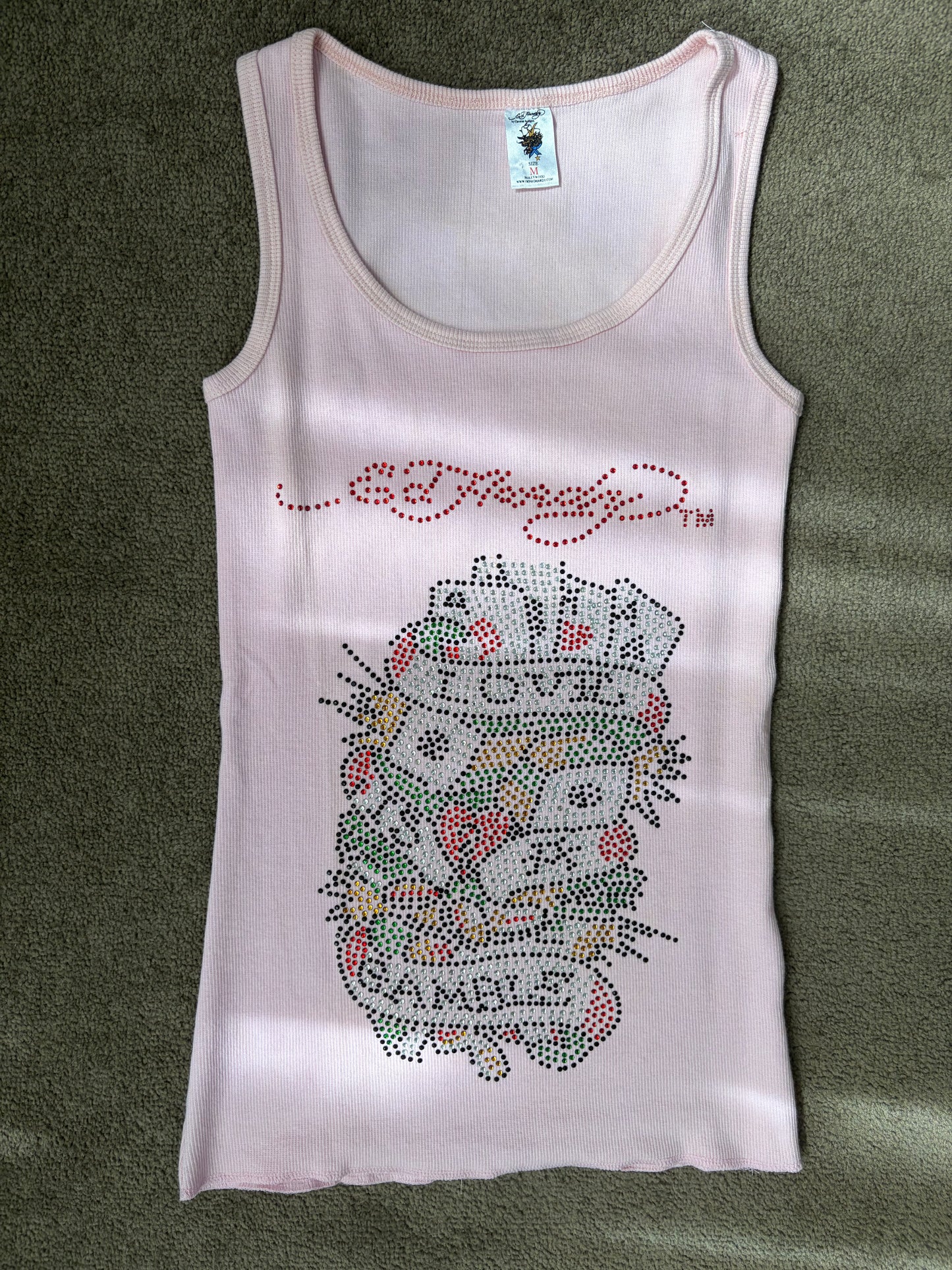 Pink Ed Hardy Tank with Diamanté Design