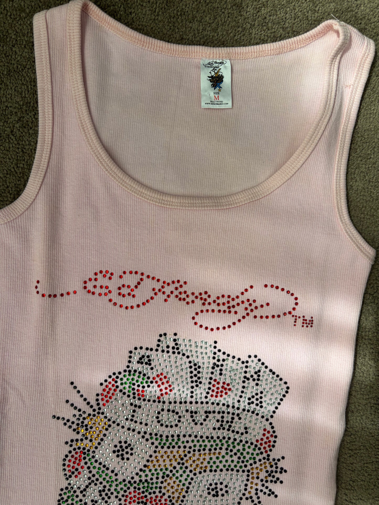 Pink Ed Hardy Tank with Diamanté Design