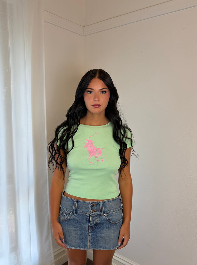 Mint Green Polo Logo Baby Tee