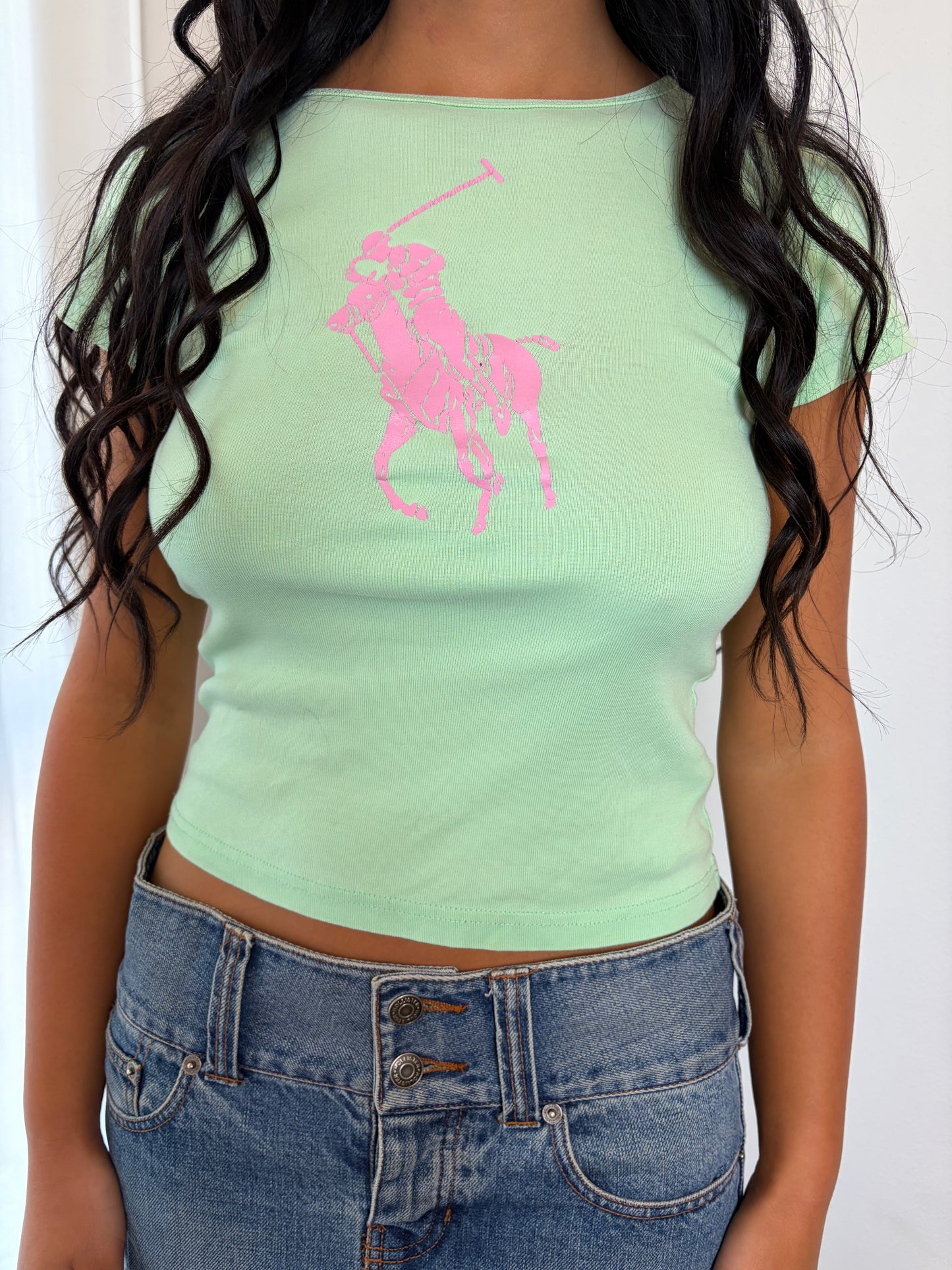 Mint Green Polo Logo Baby Tee