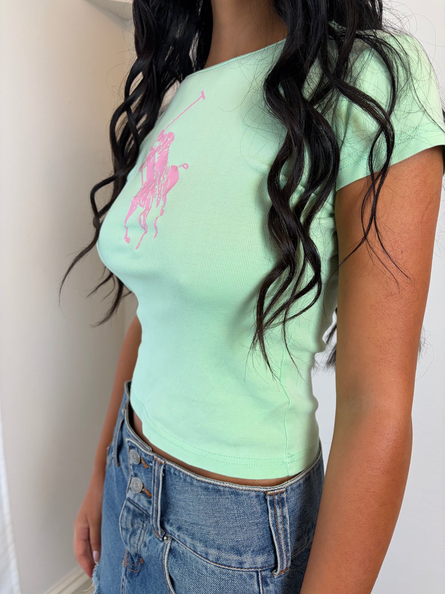 Mint Green Polo Logo Baby Tee