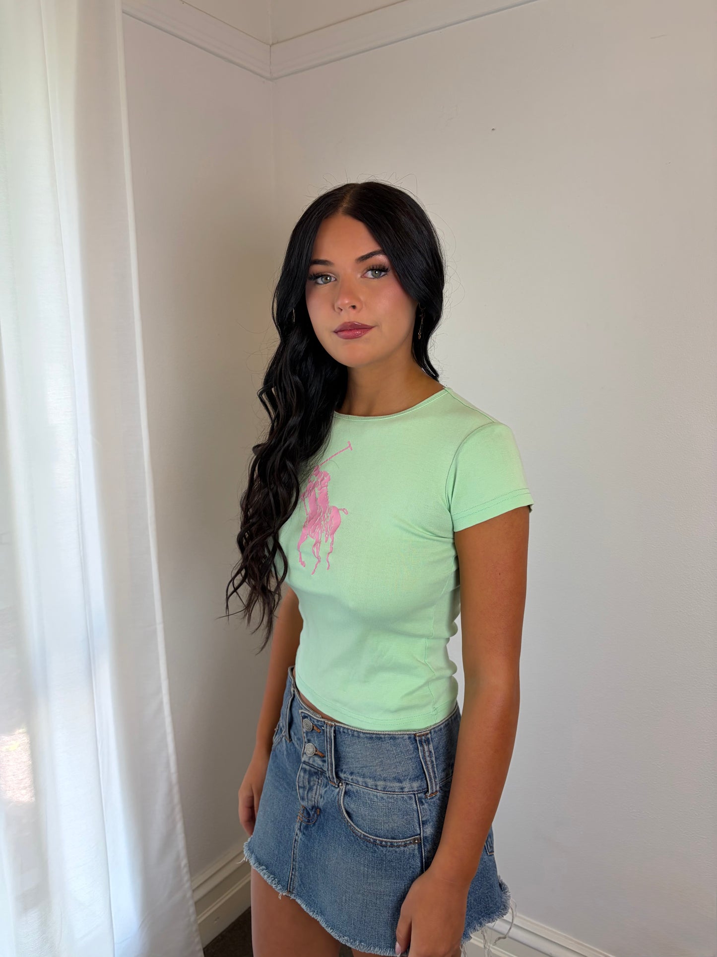 Mint Green Polo Logo Baby Tee