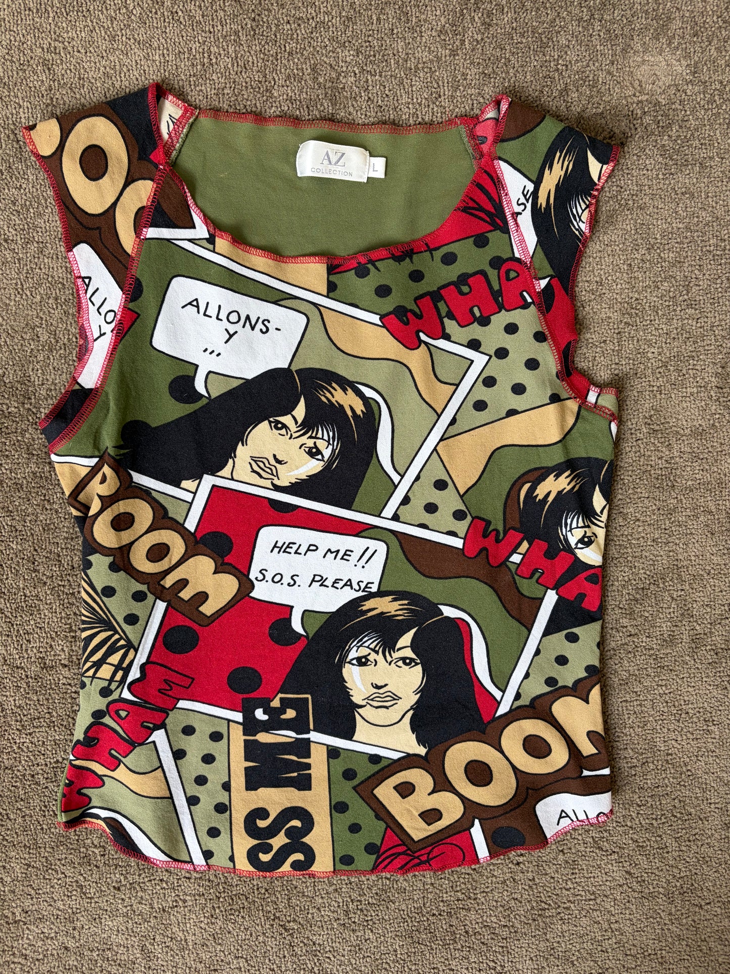 Comic Print Mesh Corset Top