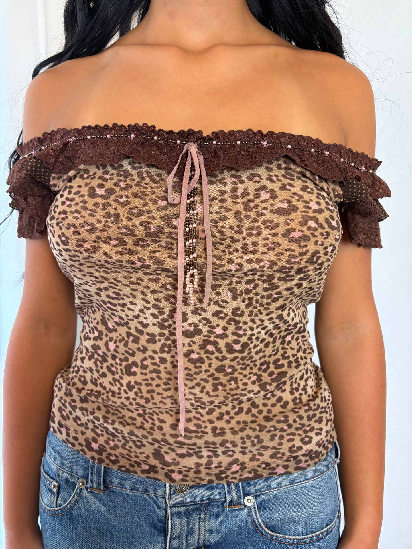 Y2K Vintage Beaded Coquette Top