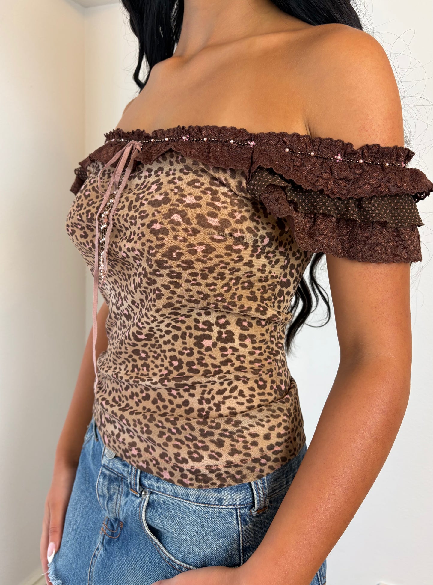 Y2K Vintage Beaded Coquette Top