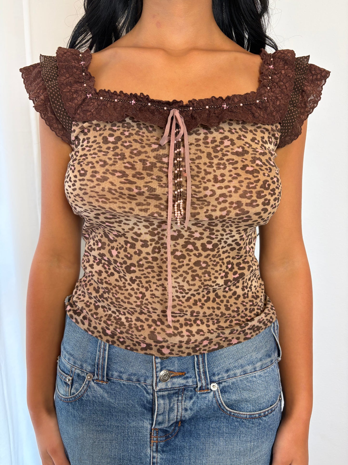 Y2K Vintage Beaded Coquette Top