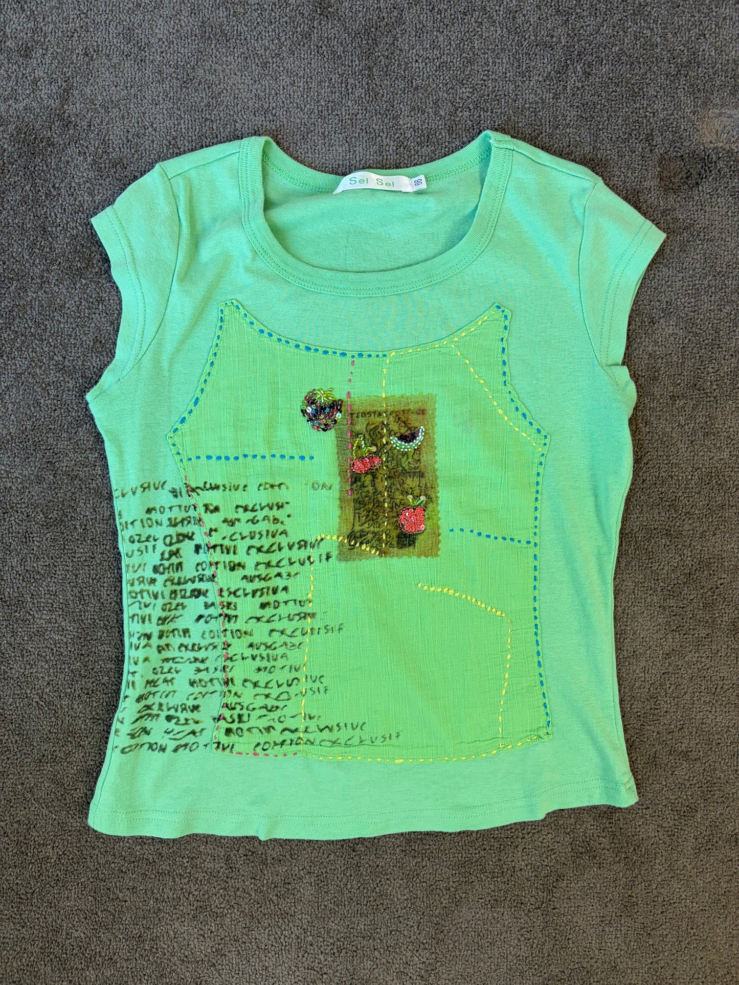 Vintage Lime Green Embellished Baby Tee