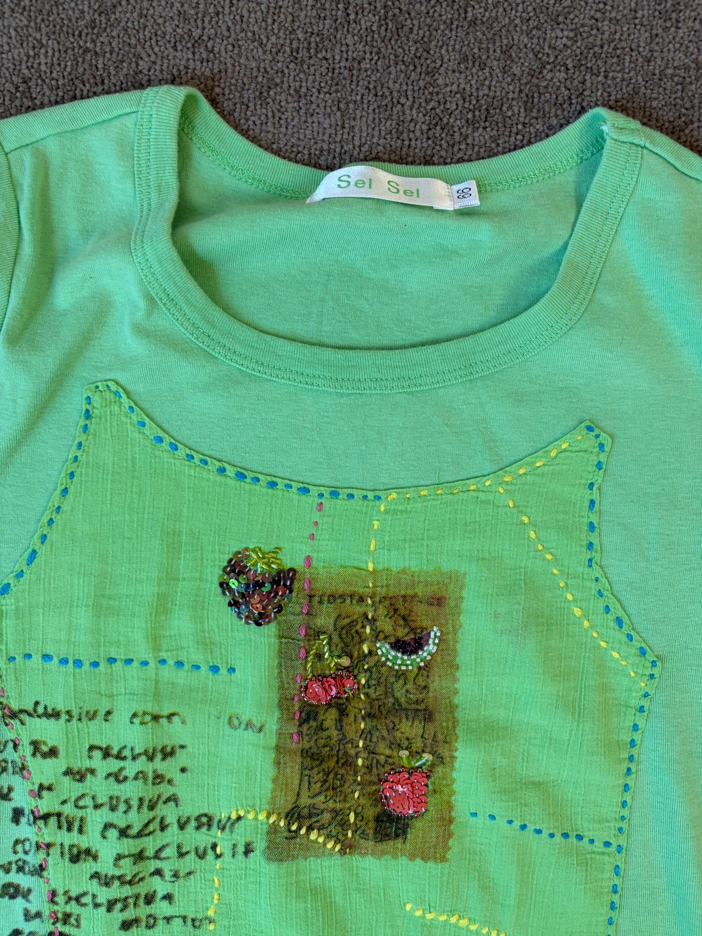 Vintage Lime Green Embellished Baby Tee