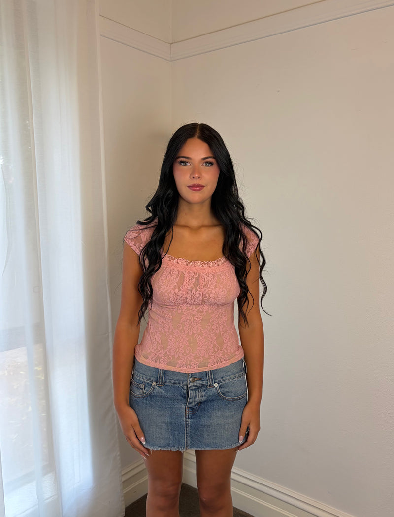 Y2K Romantic Floral Mesh Cami