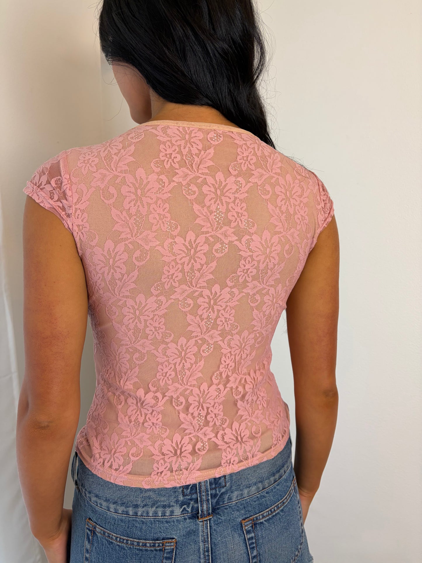 Y2K Romantic Floral Mesh Cami