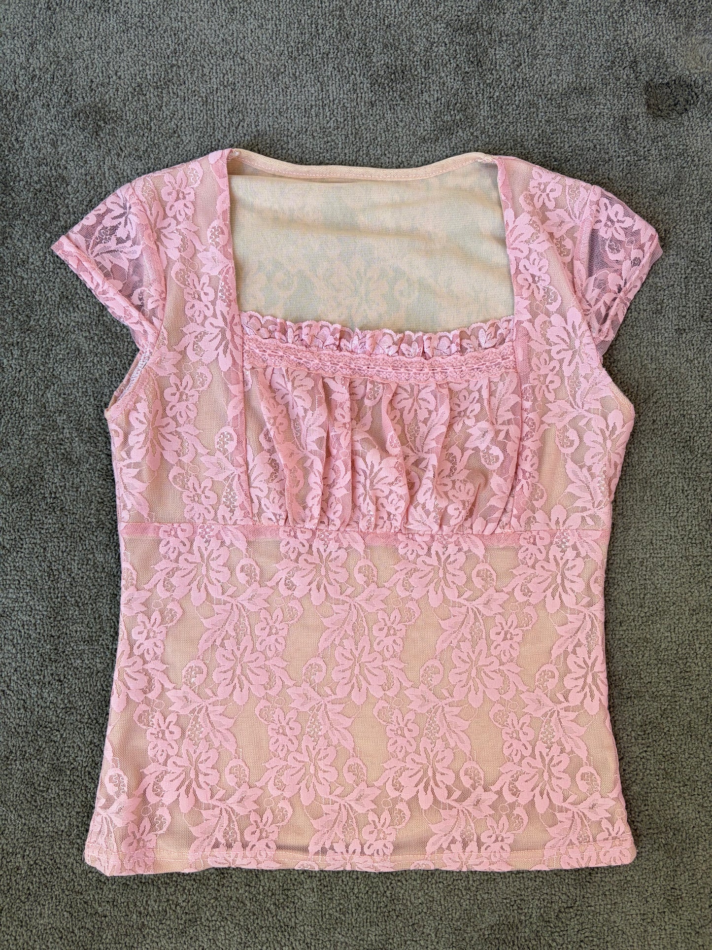 Y2K Romantic Floral Mesh Cami