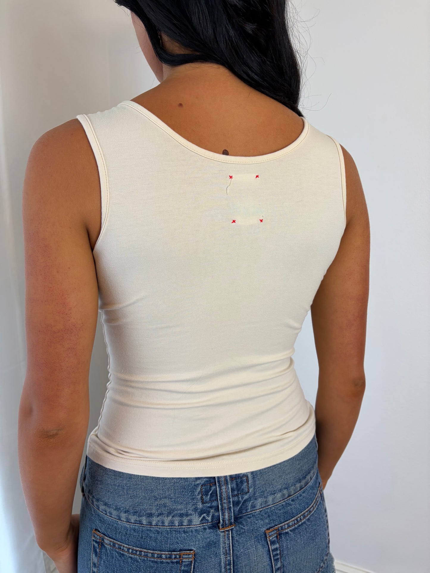 Vintage Abercrombie Ivory Button-Detail Tank